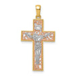 Crucifix Charm Pendant in Real 14k Multi-Tone Gold