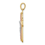 INRI Crucifix Charm Pendant in Real 14k Multi-Tone Gold