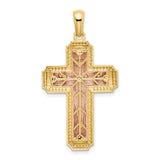 INRI Crucifix Charm Pendant in Real 14k Multi-Tone Gold