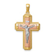 INRI Crucifix Charm Pendant in Real 14k Multi-Tone Gold