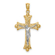 Florentine Crucifix Charm Pendant in Real 14k Multi-Tone Gold