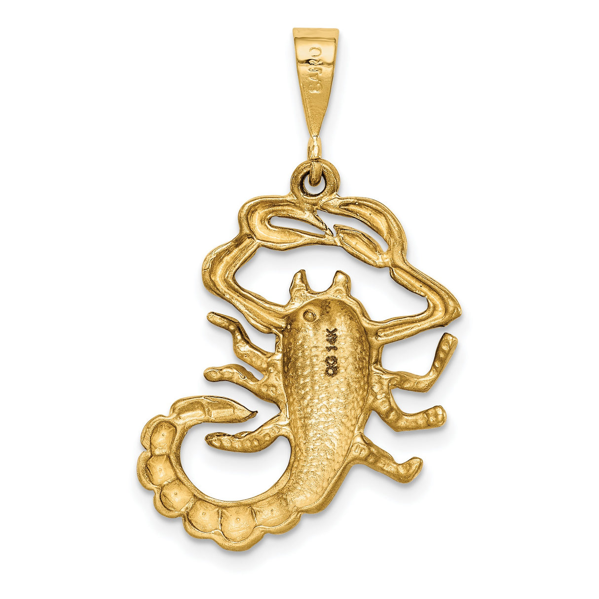 Mens Scorpio Zodiac Sign Satin Finish Charm Pendant in Real 14k Yellow Gold