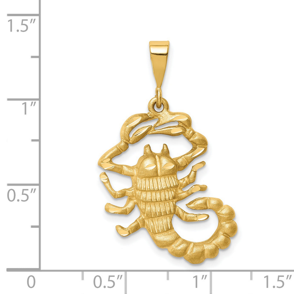 Mens Scorpio Zodiac Sign Satin Finish Charm Pendant in Real 14k Yellow Gold