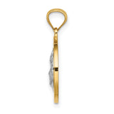 Face of Jesus with Greek Key Pattern Medal Charm Pendant in Real 14k Multi-Tone Gold
