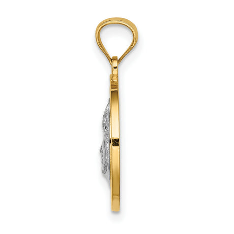 14k Multi-Tone Gold Jesus Pendant, Christ Face with Greek Key Border, Religious Medallion for Men