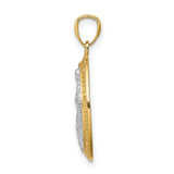 Mary Mother of God Miraculous Medal with Words Cut-Out Oval Charm Pendant in Real 14k Multi-Tone Gold