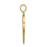 14k Yellow Gold Heart Pendant with Open Filigree and Textured Circle Design