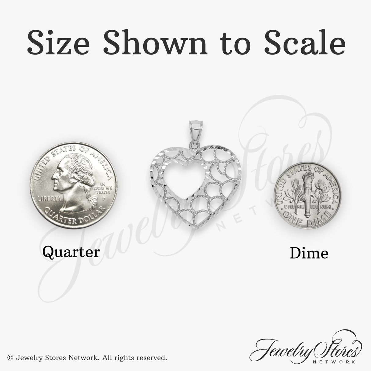 14k White Gold Heart Pendant with Openwork Filigree and Textured Detailing