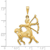 Mens Sagittarius Centaur Archer Zodiac Sign Satin Finish Charm Pendant in Real 14k Yellow Gold