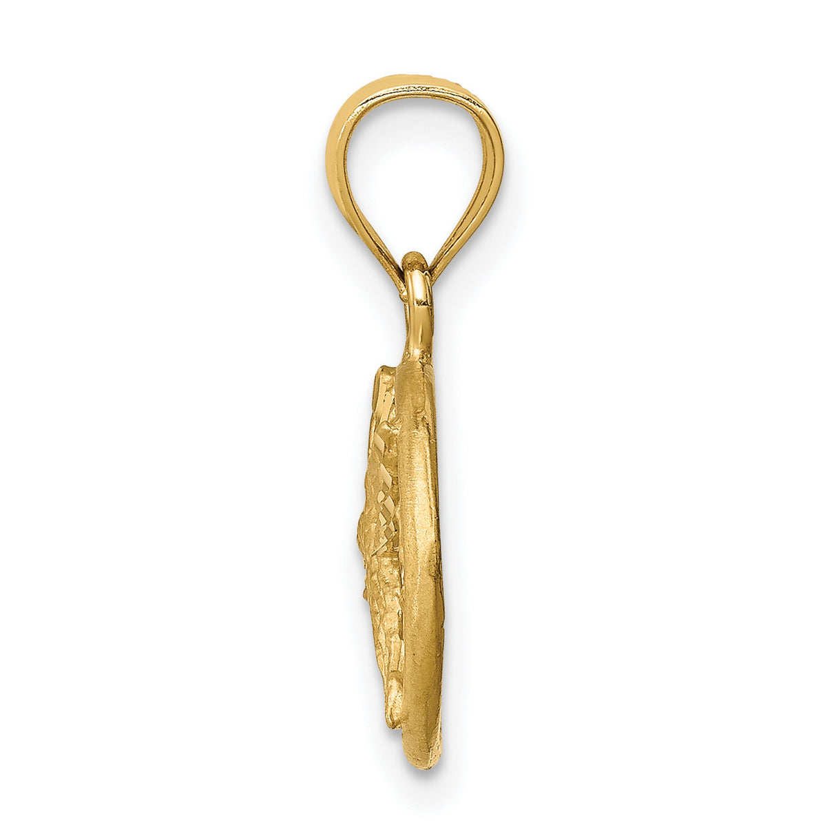 14k Yellow Gold Hummingbird Pendant with Flower in Open Oval Frame, Nature Jewelry Charm