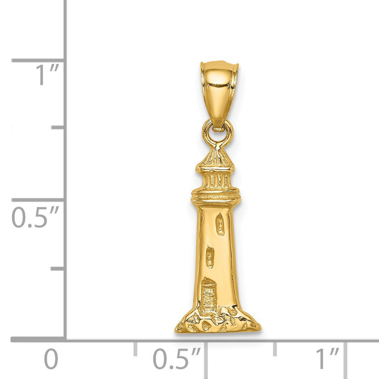 14k Yellow Gold Lighthouse Pendant, Nautical Charm with Coastal Ocean-Inspired Design