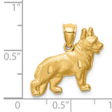 14k Yellow Gold German Shepherd Pendant, Dog Silhouette Charm, Loyalty and Protection Theme