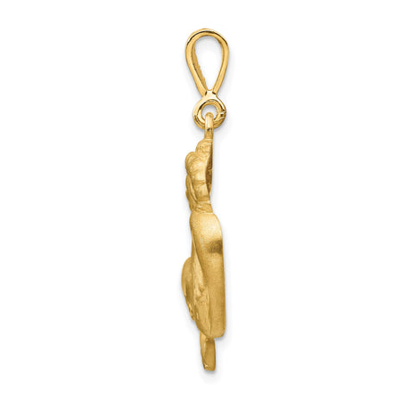 14k Yellow Gold Capricorn Zodiac Pendant with Polished Matte Goat Design