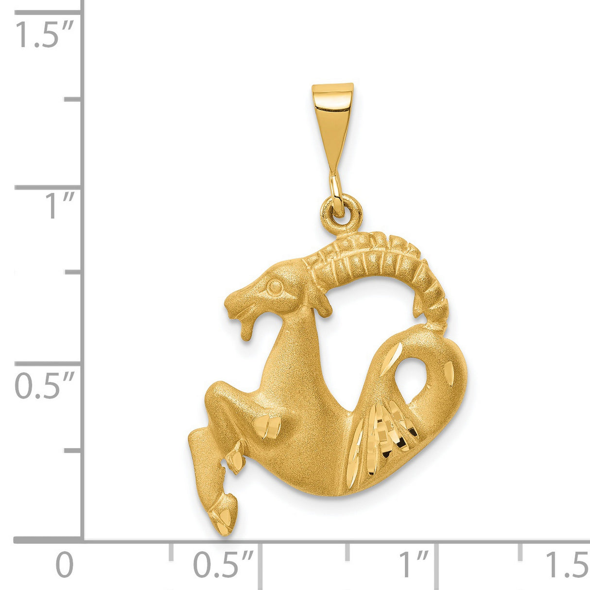 Mens Capricorn Goat Zodiac Sign Satin Finish Charm Pendant in Real 14k Yellow Gold