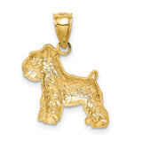 14k Yellow Gold Schnauzer Dog Pendant Charm, Detailed Animal Jewelry for Men and Women