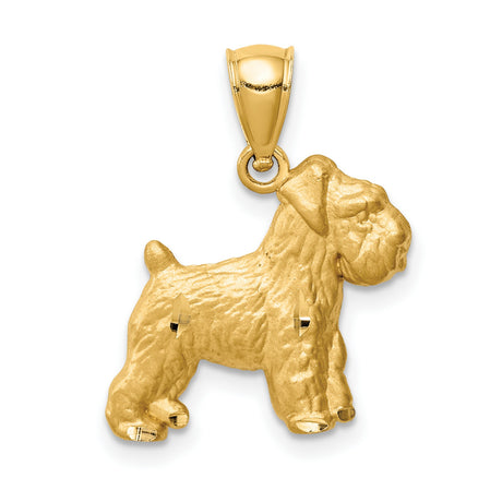 14k Yellow Gold Schnauzer Dog Pendant Charm, Detailed Animal Jewelry for Men and Women