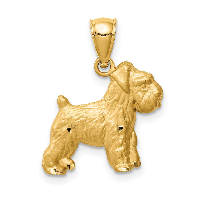 14k Yellow Gold Schnauzer Dog Pendant Charm, Detailed Animal Jewelry for Men and Women