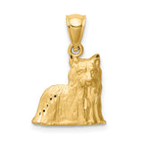 14k Yellow Gold Yorkshire Terrier Pendant, Detailed Dog Charm for Women or Unisex Wearers