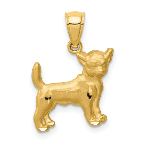 14k Yellow Gold Chihuahua Dog Pendant, Detailed Pet Charm for Dog Lovers