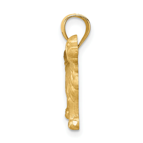 14k Yellow Gold Golden Retriever Pendant, Textured Dog Silhouette Charm for Women or Unisex Wear