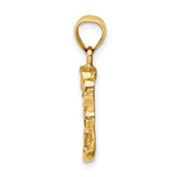 14k Yellow Gold Nugget Pendant with Textured Raw Finish, Rugged Urban Style for Men