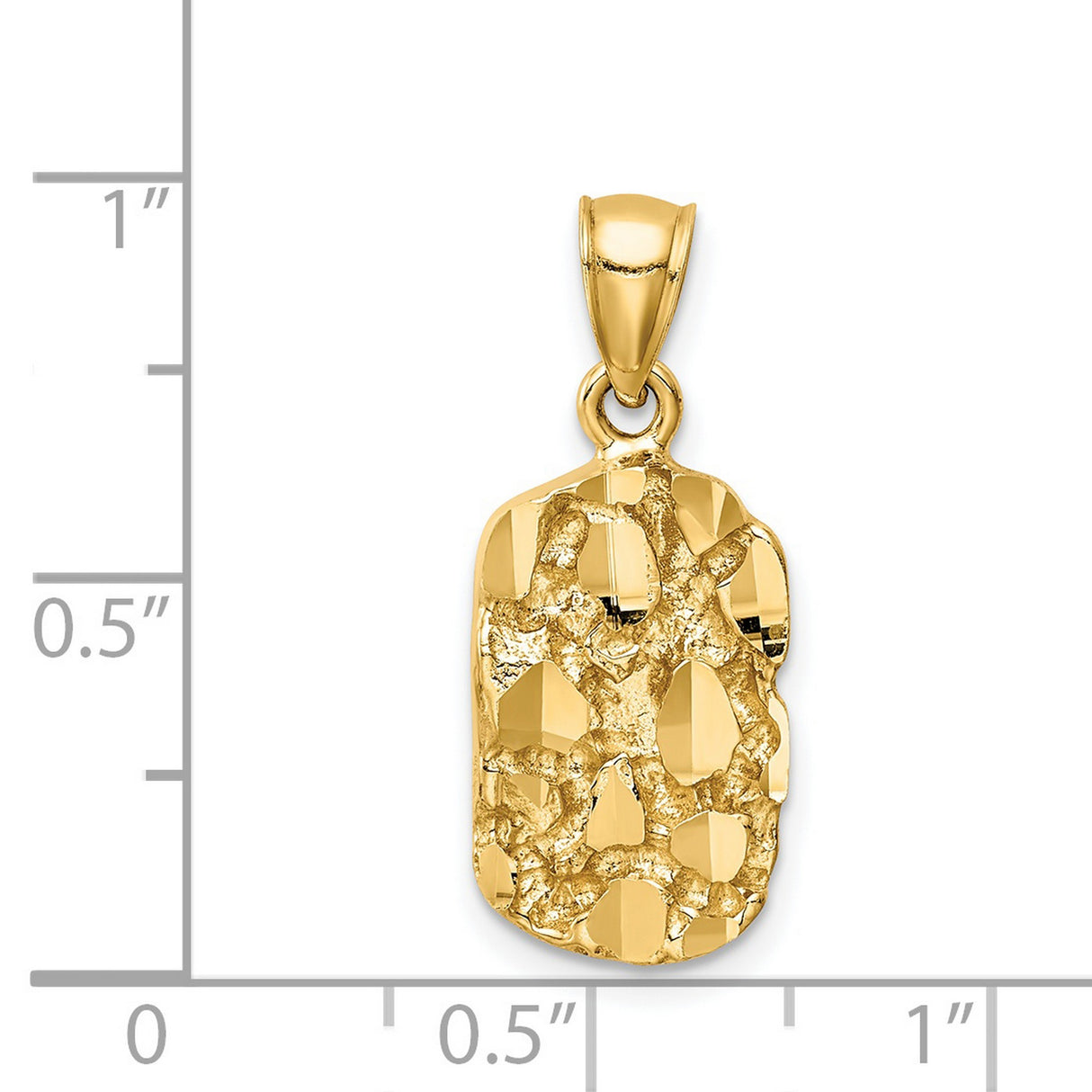 14k Yellow Gold Nugget Pendant with Textured Raw Finish, Rugged Urban Style for Men
