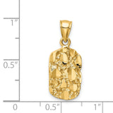 14k Yellow Gold Nugget Pendant with Textured Raw Finish, Rugged Urban Style for Men