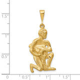 Mens Aquarius Water Bearer Zodiac Sign Satin Finish Charm Pendant in Real 14k Yellow Gold
