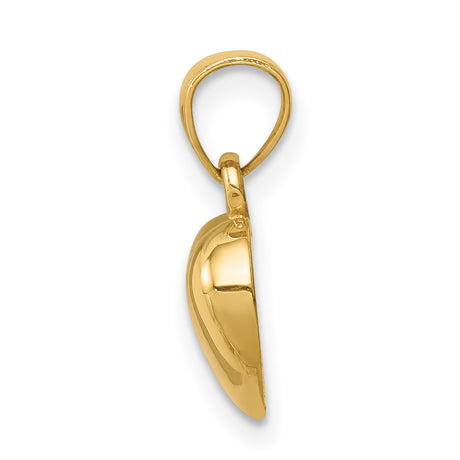 14k Yellow Gold Heart Pendant, Polished Smooth Contours, Love Symbol Jewelry for Women