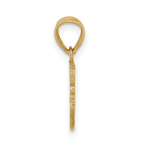 Diamond-cut Special Sister Charm Pendant in Real 14k Yellow Gold
