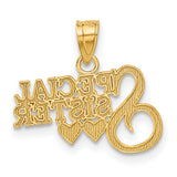 Diamond-cut Special Sister Charm Pendant in Real 14k Yellow Gold