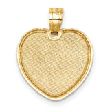14k Multi-Tone Gold Heart Pendant with Rose Tone Bow Accent
