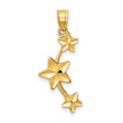 14k Yellow Gold Star Pendant with Dimensional Stars and Curved Arc, Celestial Charm for Women