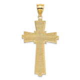 Diamond-cut Cross Charm Pendant in Real 14k Yellow Gold