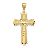 Diamond-cut Cross Charm Pendant in Real 14k Yellow Gold