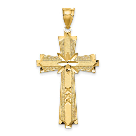 Diamond-cut Cross Charm Pendant in Real 14k Yellow Gold