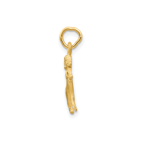 14k Yellow Gold Aries Zodiac Pendant with Detailed Ram Design and Satin Finish