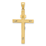 INRI Crucifix Charm Pendant in Real 14k Multi-Tone Gold
