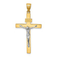 INRI Crucifix Charm Pendant in Real 14k Multi-Tone Gold