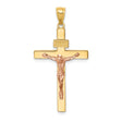 INRI Crucifix Charm Pendant in Real 14k Multi-Tone Gold