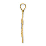 Cross withRosary Charm Pendant in Real 14k Multi-Tone Gold