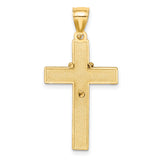 Cross withRosary Charm Pendant in Real 14k Multi-Tone Gold
