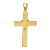 Cross withRosary Charm Pendant in Real 14k Multi-Tone Gold