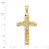 Cross withRosary Charm Pendant in Real 14k Multi-Tone Gold