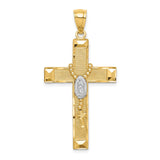 Cross withRosary Charm Pendant in Real 14k Multi-Tone Gold