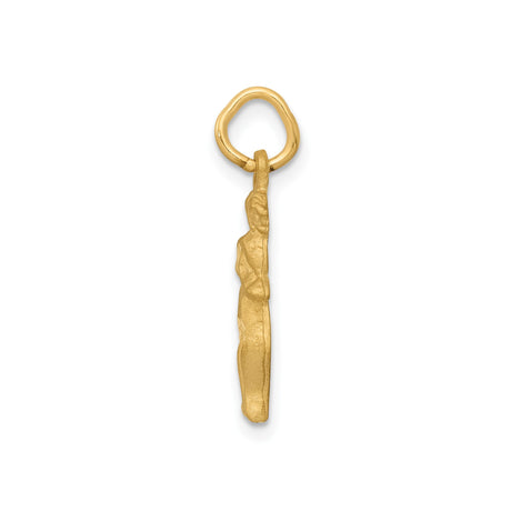14k Yellow Gold Gemini Zodiac Pendant with Twin Mirror Design and Satin Finish