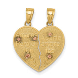 Our Lady of Guadalupe Crucifix Break Apart Heart Te Amo Words Charm Pendant in Real 14k Multi-Tone Gold