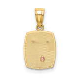 Baby Getting Baptism with Priests Hands Rectangular Charm Pendant in Real 14k Multi-Tone Gold