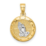 Praying Hands Charm Pendant in Real 14k Multi-Tone Gold
