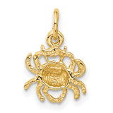 Satin Finish Cancer Crab Zodiac Sign Charm Pendant in Real 14k Yellow Gold